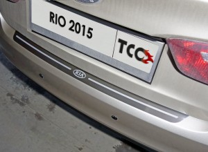 Обвес для KIA Rio 2015-2016 Накладка на задний бампер (лист шлифованный надпись RIO)