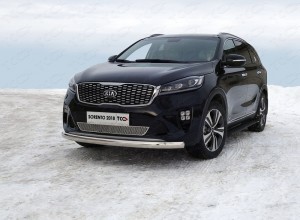 Обвес для KIA Sorento Prime 2018- Защита передняя нижняя (овальная) 75х42 мм