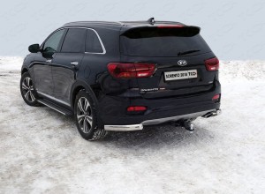 Обвес для KIA Sorento Prime 2018- Защита задняя (уголки овальные) 75х42 мм