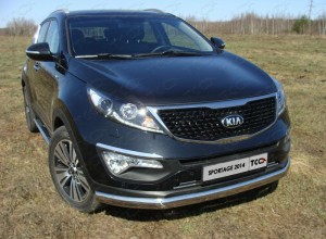 Обвес для KIA Sportage 2014-2016 Защита передняя нижняя (овальная) 75х42 мм