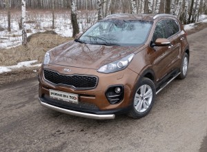 Обвес для KIA Sportage (QL) 2016-2018 Защита передняя нижняя (овальная) 75х42 мм