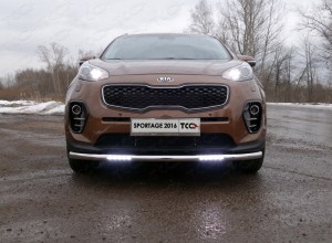 Обвес для KIA Sportage (QL) 2016-2018 Защита передняя нижняя (с ДХО) 60,3 мм