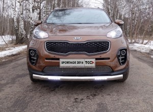 Обвес для KIA Sportage (QL) 2016-2018 Защита передняя нижняя (овальная с ДХО) 75х42 мм