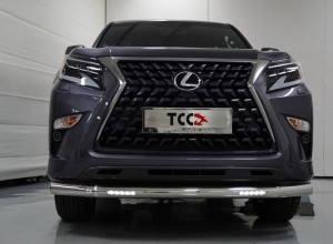 Обвес для LEXUS GX 460 2014-2019 Защита передняя нижняя (с ходовыми огнями) 76,1 мм