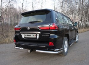 Обвес для LEXUS LX 450d/LX 570 2015- (кроме F-Sport) Защита задняя (уголки двойные) 76,1/42,4 мм