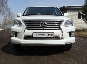 Обвес для LEXUS LX 570 2012-2015 (кроме F-Sport) Защита передняя нижняя овальная (короткая) 75х42 мм