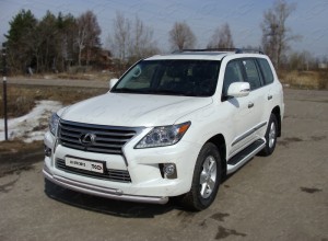 Обвес для LEXUS LX 570 2012-2015 (кроме F-Sport) Защита передняя нижняя (двойная) 76,1/50,8 мм