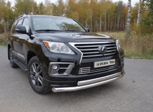 Обвес для LEXUS LX 570 Sport 2014-2015 Защита передняя нижняя (двойная) 76,1/75 мм