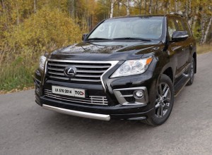 Обвес для LEXUS LX 570 Sport 2014-2015 Защита передняя нижняя (овальная короткая) 75х42 мм