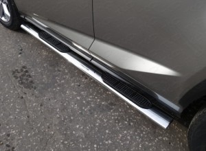 Обвес для LEXUS NX 2017- (кроме F-Sport) Пороги овальные с накладкой 120х60 мм