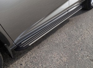 Обвес для LEXUS NX 2017- (кроме F-Sport) Пороги алюминиевые Slim Line Silver 1720 мм