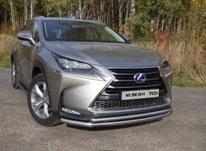 Обвес для LEXUS NX 200 2014-2017 (кроме F-Sport) Защита передняя нижняя (двойная) 60,3/42,4 мм