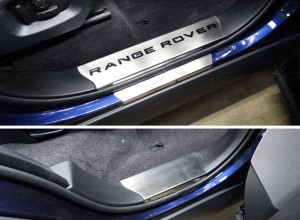 Обвес для LAND-ROVER Range Rover Sport 2015- Накладки на пластиковые пороги (лист шлифованный надпись Range Rover)