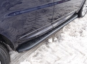 Обвес для LAND-ROVER Range Rover Sport 2015- Пороги алюминиевые с пластиковой накладкой (карбон черные) 1920 мм