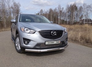 Обвес для MAZDA CX-5 2015-2016 Защита передняя нижняя (овальная (с ходовыми огнями)) 75х42 мм