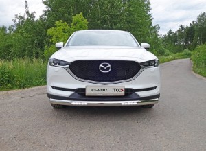 Обвес для MAZDA CX-5 2017- Защита передняя нижняя (овальная с ДХО) 75х42 мм