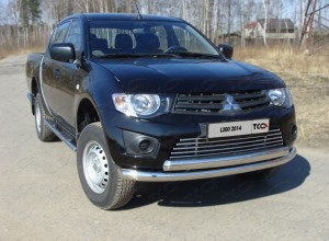 Обвес для MITSUBISHI L200 (Long) 2014-2015 Защита передняя нижняя (двойная) 76/75мм