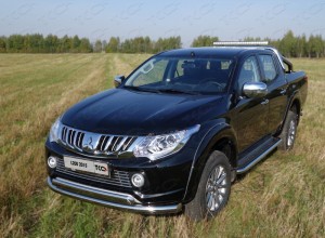 Обвес для MITSUBISHI L200 2015-2018 Защита передняя нижняя (двойная) 76,1/75 мм