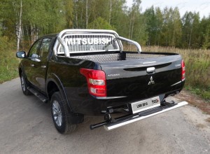 Обвес для MITSUBISHI L200 2015-2018 Защита задняя центральная 120х60 мм с накладкой