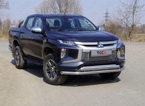 Обвес для MITSUBISHI L200 2019- Защита передняя нижняя (двойная) 76,1/75 мм