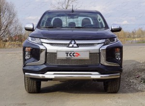 Обвес для MITSUBISHI L200 2019- Защита передняя нижняя (овальная с ДХО) 75х42 мм