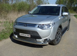 Обвес для MITSUBISHI Outlander 2014-2015 Защита передняя нижняя (овальная) 75х42 мм