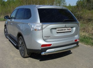 Обвес для MITSUBISHI Outlander 2014-2015 Защита задняя (центральная овал) 75х42 мм