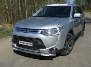 Обвес для MITSUBISHI Outlander 2014-2015 Защита передняя нижняя (с ходовыми огнями) 60,3 мм