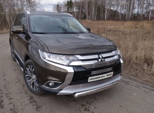 Обвес для MITSUBISHI Outlander 2015-2018 Защита передняя нижняя (овальная) 75х42 мм