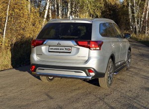 Обвес для MITSUBISHI Outlander 2018- Защита задняя (овальная) 75х42 мм