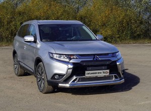 Обвес для MITSUBISHI Outlander 2018- Защита передняя нижняя (овальная) 75х42 мм