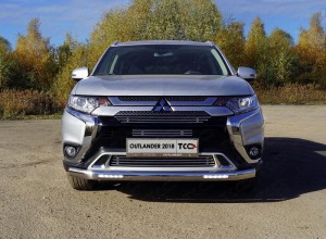 Обвес для MITSUBISHI Outlander 2018- Защита передняя нижняя (овальная с ДХО) 75х42 мм