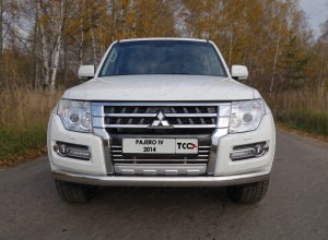 Обвес для MITSUBISHI Pajero IV 2014- Защита передняя нижняя (овальная) 75х42 мм