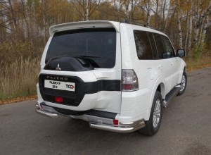 Обвес для MITSUBISHI Pajero IV 2014- Защита задняя (уголки двойные) 76,1/42,4 мм