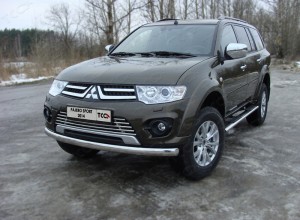 Обвес для MITSUBISHI Pajero Sport 2013-2015 Защита передняя нижняя (овальная) 75х42 мм