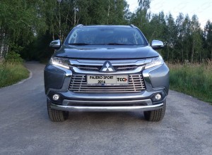 Обвес для MITSUBISHI Pajero Sport 2016-2020 Защита передняя нижняя (овальная) 75х42 мм