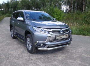 Обвес для MITSUBISHI Pajero Sport 2016-2020 Защита передняя нижняя (с ДХО) 76,1 мм