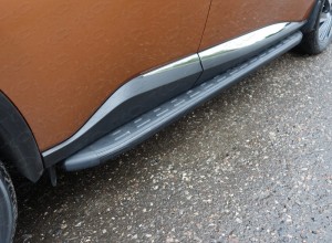 Обвес для NISSAN Murano 2016- Пороги алюминиевые с пластиковой накладкой (карбон черные) 1820 мм