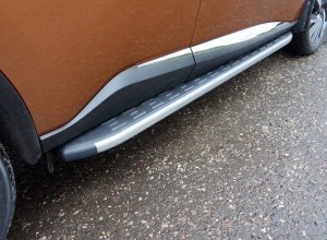 Обвес для NISSAN Murano 2016- Пороги алюминиевые с пластиковой накладкой (карбон серые) 1820 мм