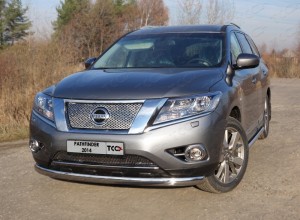 Обвес для NISSAN Pathfinder 2014- Защита передняя нижняя (овальная) 75х42 мм