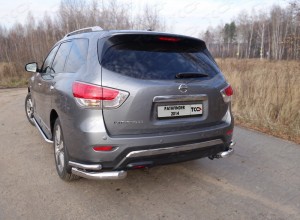 Обвес для NISSAN Pathfinder 2014- Защита задняя (уголки двойные) 76,1/42,4 мм