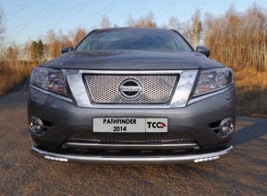 Обвес для NISSAN Pathfinder 2014- Защита передняя нижняя (с ходовыми огнями) 76,1 мм