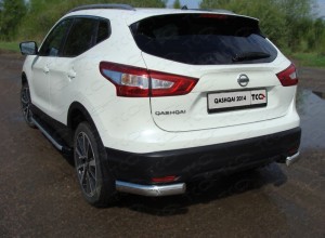 Обвес для NISSAN Qashqai 2014- Защита задняя (уголки овальные) 75х42 мм