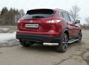 Обвес для NISSAN Qashqai 2015-2019 SPB Защита задняя (уголки овальные под фаркоп) 75х42 мм