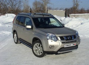 Обвес для NISSAN X-Trail (T31) 2011-2015 Защита передняя нижняя (овальная) 75х42 мм