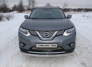 Обвес для NISSAN X-Trail (T32) 2015-2018 Защита передняя нижняя (овальная) 75х42 мм