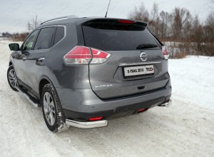 Обвес для NISSAN X-Trail (T32) 2015-2018 Защита задняя (уголки овальные) 75х42 мм