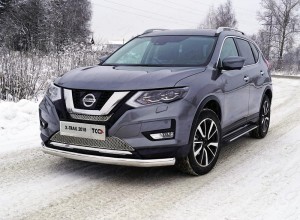 Обвес для NISSAN X-Trail (T32) 2018- Защита передняя нижняя (овальная) 75х42 мм