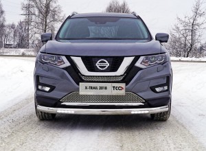 Обвес для NISSAN X-Trail (T32) 2018- Защита передняя нижняя (овальная с ДХО) 75х42 мм