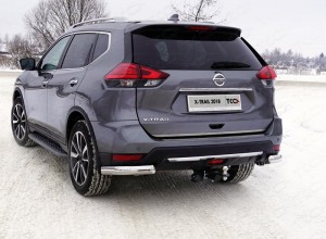 Обвес для NISSAN X-Trail (T32) 2018- Защита задняя (уголки овальные) 75х42 мм